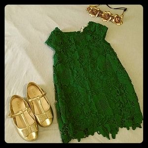 Toddler girl green lace dress